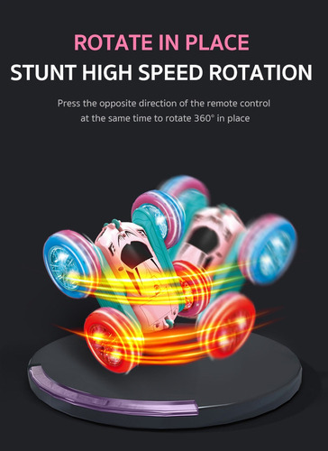 Carro De Controle Remoto Rosa, Rotação De 360° Em Frente E V - Imagem 6
