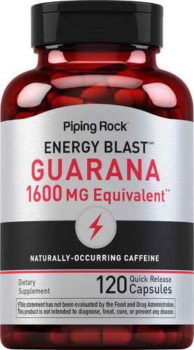 Piping Rock Guaraná Cápsulas 1600 Mg | Contagem 120 | Compri