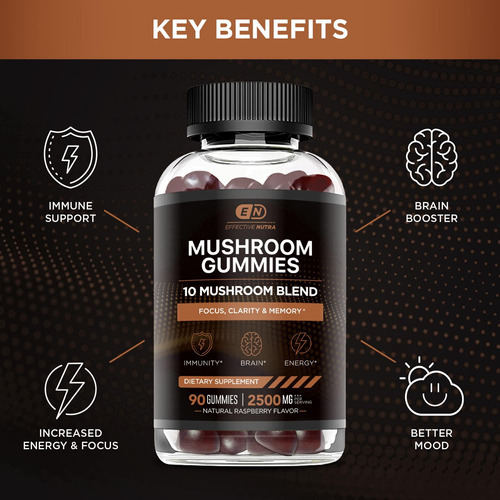 Effective Nutra Mushroom Gummies 10 Blend - Complexo De Cogu - Imagem 2