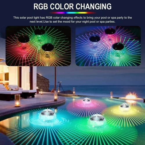 4pcs Rgb Mudança De Cor Flutuante Solar Piscina Luzes - Imagem 2