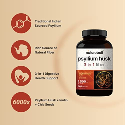 Cápsulas Naturebell Psyllium Husk 1500 Mg Por Porção, Conta - Imagem 3
