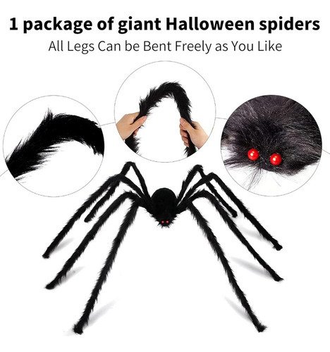 Aranha Peluda Com Pernas De Plástico, 75 Cm, Decoração De Ha - Imagem 5