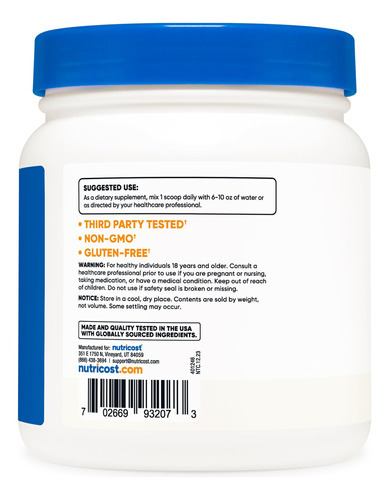 Suplemento Nutricost Bitartarato De Colina Em Pó 500g - Imagem 5