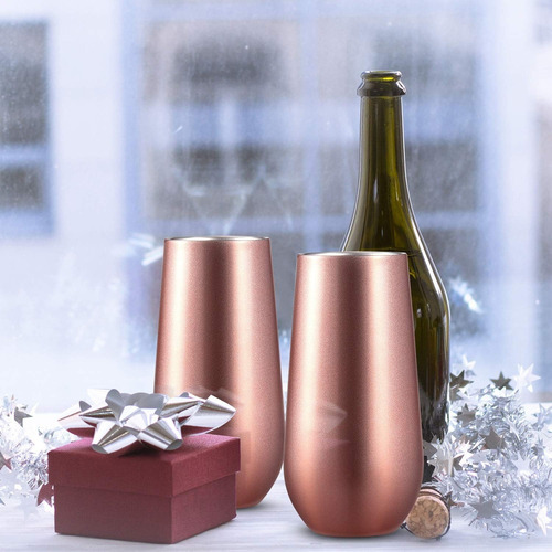 4 Pcs Copo Vinho Isolado Duplo Sem Caule Flauta Champa - Imagem 6