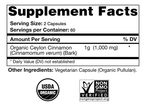 Suplemento Natural Choice Botanicals Ceylon Canela 1000mg - Imagem 2