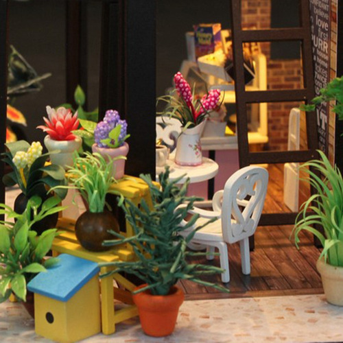 1:24 Diy Kit Casa De Bonecas Em Miniatura Time Travel Coffee - Imagem 7