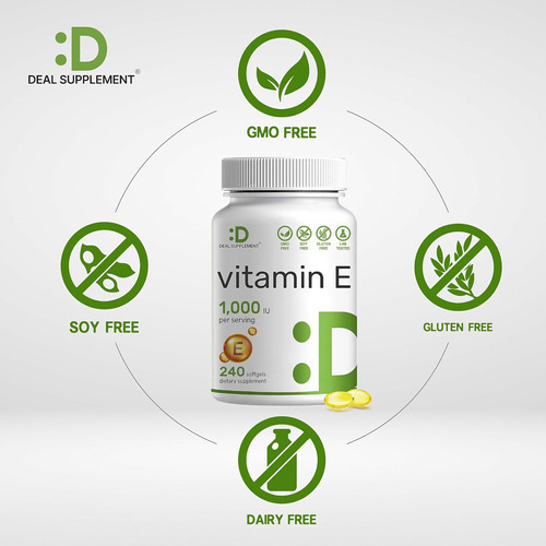 Suplemento Deal Suplementos De Vitamina E, 1.000 Ui Por Porç - Imagem 3