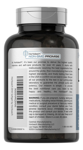 Suplemento Horbaach Dha 1500mg 90 Cápsulas Epa Omega 3 Não - Imagem 3