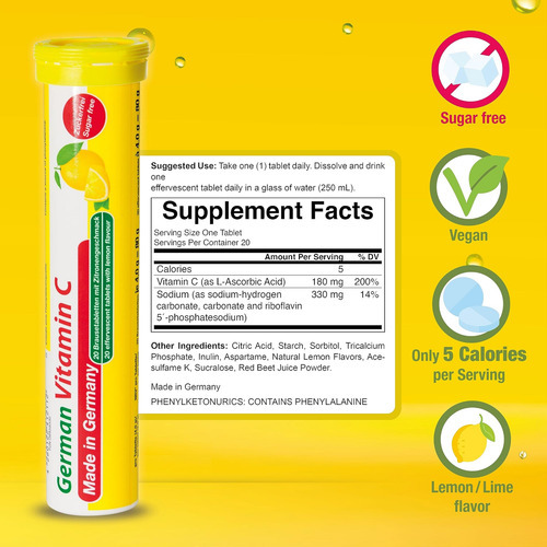 T&d Vitamina C Alemã 180 Mg - 40 Comprimidos Efervescentes P - Imagem 3
