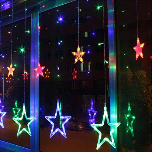 Cortinas Com Luzes Led Decorativas, Estrelas Luzes De Natal - Imagem 7