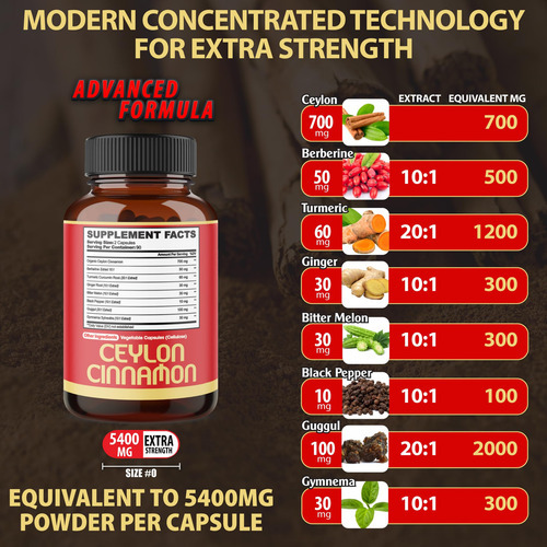 Suplemento Agobi Ceylon Canela Com Berberina 5400 Mg 180 Cáp - Imagem 2