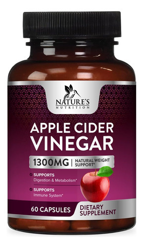 Cápsulas De Vinagre De Cidra De 1300 Mg Para Perda, Desinto