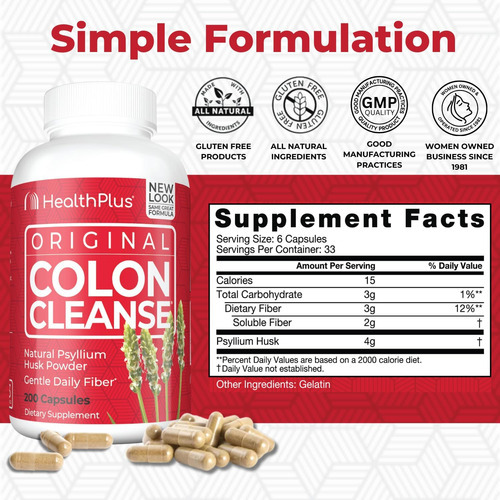 Health Plus Colon Cleanse Digestive Suporte | Toda Fibra Diá - Imagem 2