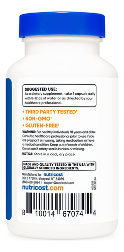 Suplemento Nutricost Holy Basil 500mg 120 Cápsulas Vegetaria - Imagem 4