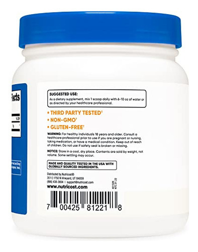 Suplemento Nutricost L-glutamina Em Pó 500g Sem Sabor - Imagem 3