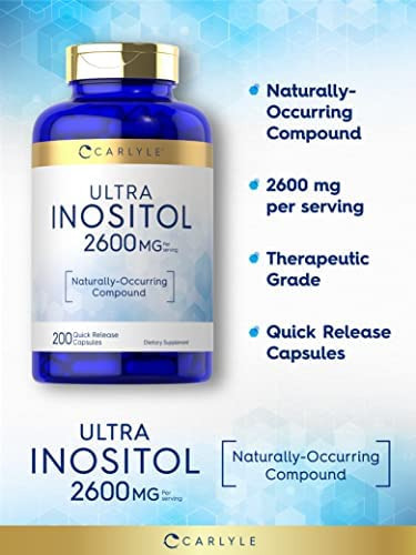 Carlyle Inositol Cápsulas 2600mg | 200 Contagem | Suplemento - Imagem 3