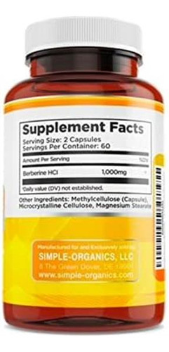 Berberina Orgânica Simples 500 Mg (1000 Mg Por Porção) - 12 - Imagem 6