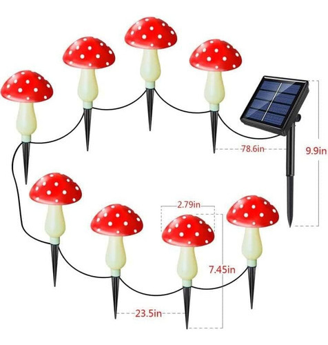 Luz Solar Jardim Cogumelo Luz Jardim À Prova D'água 8pcs - Imagem 2