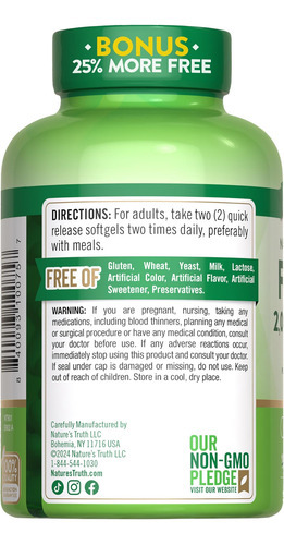 Natures Truth Óleo De Peixe Ômega 3 2.000 Mg | 125 Cápsulas - Imagem 7