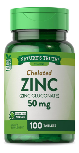 Natures Truth Zinco Quelatado 50mg | 100 Comprimidos | Supl