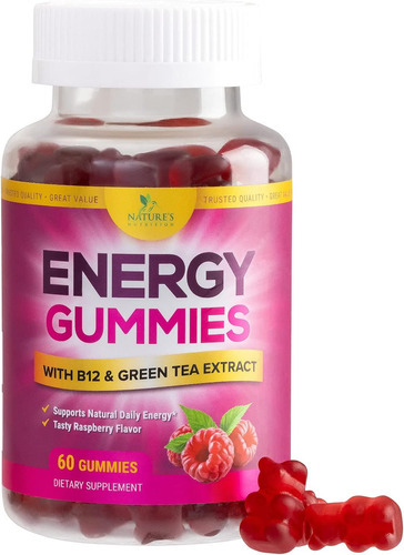 Energy Gummies Vitamina B12, Extrato De Chá Verde E Guaraná,