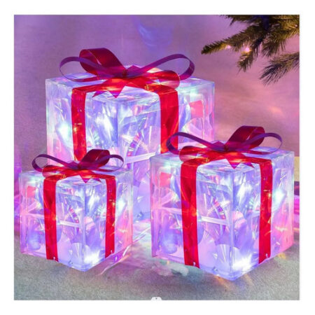 Caixa Ou Conjunto De Presente Iluminado De Natal De 3 Peças. - Imagem 11