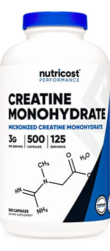 Suplemento Nutricost Creatina Monohidratada 3.000 Mg 500 Cáp