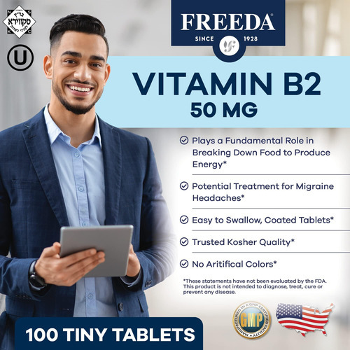 Freeda Vitamina B2 Riboflavina 50mg - Metabolismo Energético - Imagem 2