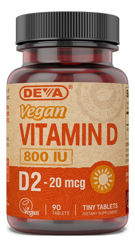 Deva Vegan Vitamins Vitamina D 800 Ui, 90 Ct