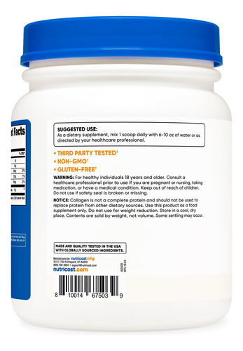 Colágeno Em Pó Nutricost Grass-fed 454g (1 Lb) Sem Sabor - Imagem 4