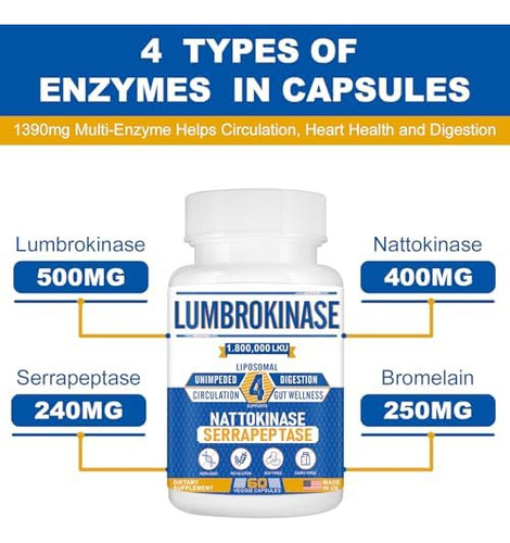 Spliferkou Lipossomal Lumbrokinase Nattokinase Serrapeptase - Imagem 6
