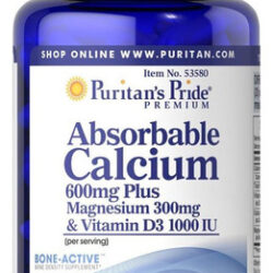 Puritans Pride Cálcio Absorvível 600 Mg Mais Magnésio 300 Mg