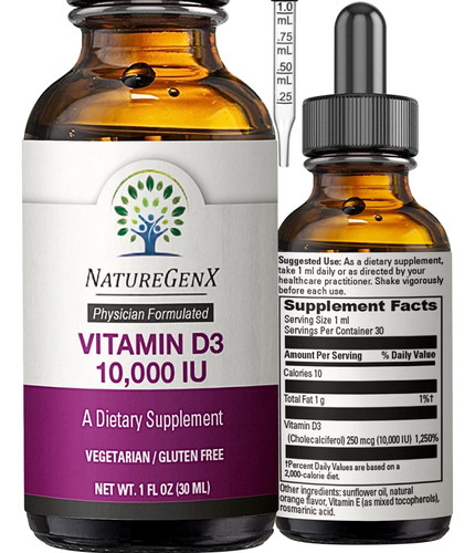 Suplemento Naturegenx Vitamina D3 Líquida 10000 Ui 30ml - Imagem 9