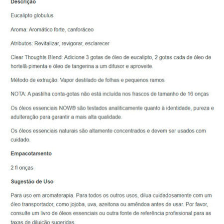 Óleo De Eucalipto Globulus Now Foods 59ml Importado - Imagem 4