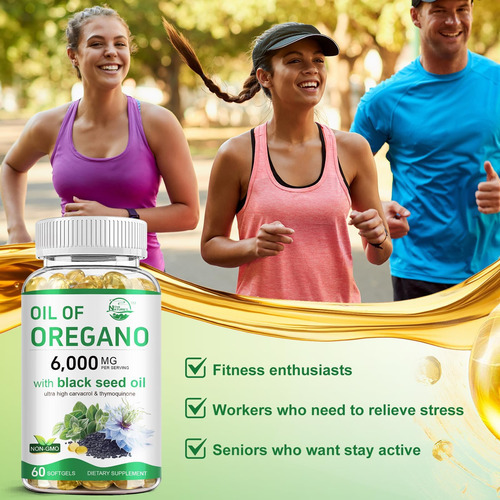 Natures Live Oil Of Oregano 6000mg Com Black Seed Oil 200mg, - Imagem 6