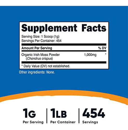 Suplemento Nutricost Organic Irish Moss Powder 454g - Imagem 2