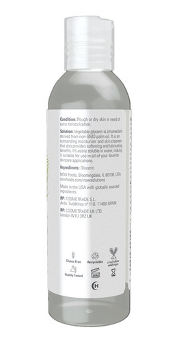 Glicerina Vegetal 118ml Now Foods Vegetable Glycerin 2un - Imagem 4