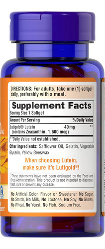 Puritanos Pride Lutein 40mg Com Zeaxantina, Suporta A Saúde - Imagem 3