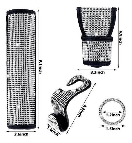 Acessórios De Decoração De Carro 7pcs Bling Para Mulher - Imagem 6