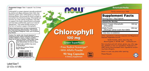 Now Foods Supplements, Clorofila 100 Mg Com Alfafa Em Pó, Su - Imagem 2