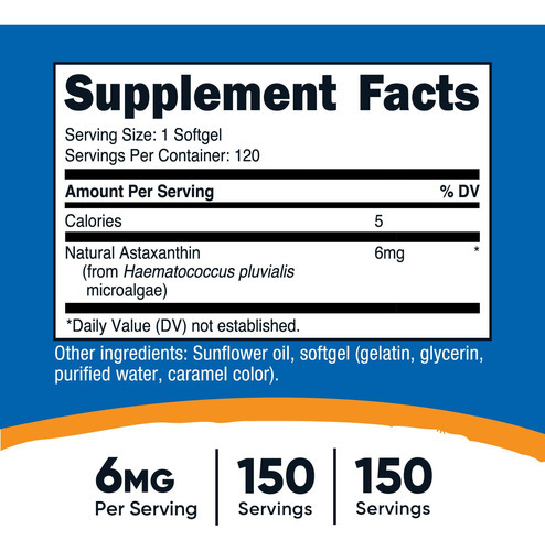 Suplemento Nutricost Astaxantina 6mg 120 Cápsulas Gelatinosa - Imagem 3