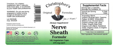 Cápsula De Fórmula De Bainha De Nervo Da Christophers Origin
