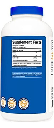 Nutricost Cla (ácido Linoléico Conjugado) 2.400 Mg, 240 Cáp - Imagem 4