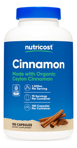 Suplemento Nutricost Cinnamon Ceylon 150 Cápsulas 1200 Mg