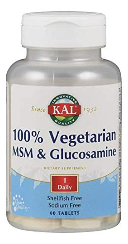 Kal 100% Vegetariano Msm E Comprimido De Glucosamina, 500 M
