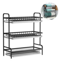 Escorredor De Louças 3 Andares Porta Talher Inox 61cm*