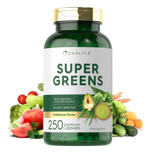 Suplemento Carlyle Super Greens Em Cápsulas 250 Unidades