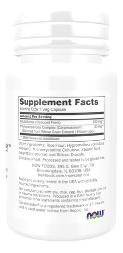 Glutationa Skin Brightener Now Foods 30 Cáps Importado - Imagem 2