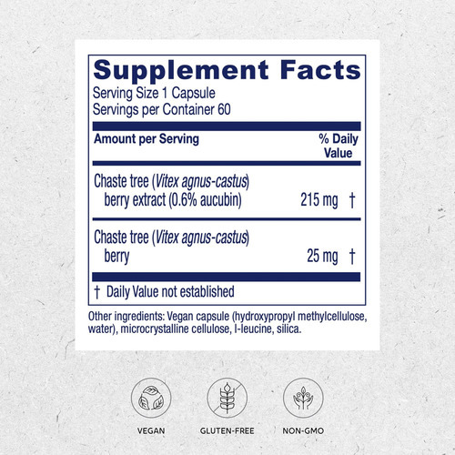 Vitanica, Chaste Tree Berry, Vitex Extract Plus, Vegano, 60 - Imagem 2
