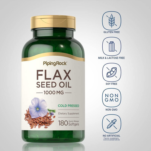 Cápsulas Softgel De Óleo De Linhaça Piping Rock 1000mg | Con - Imagem 3